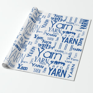 GARN! Typografie Blue Knitting Cadeaupapier
