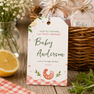 Garnaal bij de Bar-B Baby Shower Favor Tag Cadeaulabel
