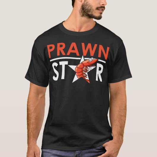 Garnaal Funny Prawn Star Retro Shellfish and Seafo T-shirt (Voorkant)