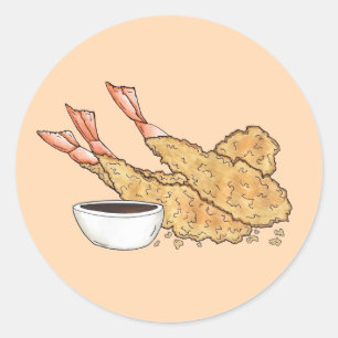Garnaal garnaal Tempura Japans Eten Restaurant Ronde Sticker