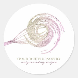 Garnaal Glitter Schitter Bakkerij Chef Roze Goud Ronde Sticker