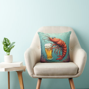 Garnaal met een glas bier kussen