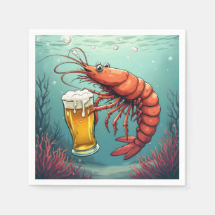 Garnaal met een glas bier servet