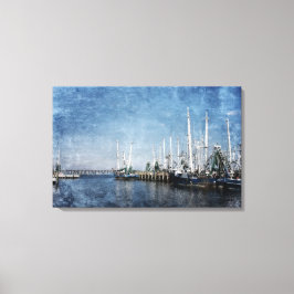 Garnalen boten op Biloxi Back Bay Canvas Afdruk