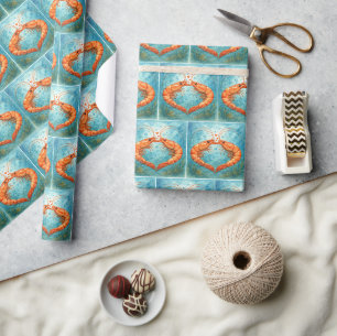 Garnalen die onderwater kussen met harten cadeaupapier