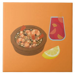 Garnalen en Sangria Tegeltje