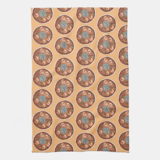 Garnalen Gumbo Stew Louisiana LA New Orleans Food Theedoek (Verticaal)