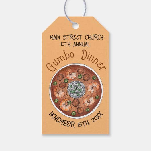 Garnalen Gumbo Stew Louisiana soep diner Cadeaulabel (Voorkant)