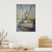 garnalenboot door Nancy Hellams Poster (Keuken)