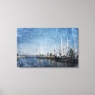 Garnalenboten op Biloxi Bay Terug Canvas Afdruk