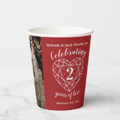 Garnet 2nd Wedding Jubileum omtrekfoto Papieren Bekers (Achterkant)