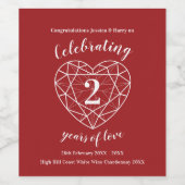 Garnet anniversaire 2 ans d'amour vin étiquettes (Étiquettes simples)