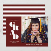 Garnet Bold Serif Single Photo Afstuderen Aankondiging (Voorkant / Achterkant)