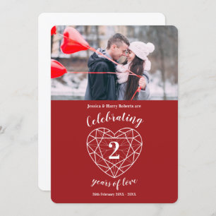 Garnet coeur anniversaire 2 ans invitations photo