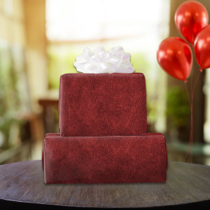 Garnet Red Old Faux Leather Cadeaupapier