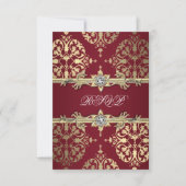 Garnet Ruby Red Gold Black Damask Party Invitation (Devant)