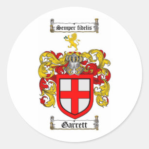 GARRETT FAMILY CREST - GARRETT WAPEN RONDE STICKER