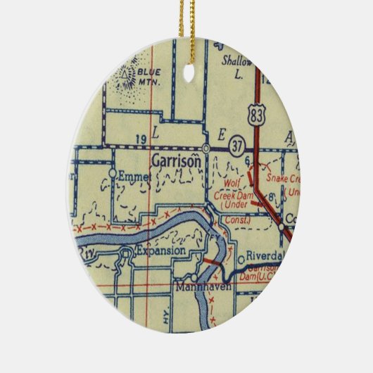 Garrison ND Old Map Keramisch Ornament (Rechts)