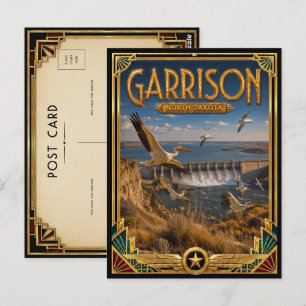 Garrison North Dakota Vintage Art Deco Gouden Tijd Briefkaart