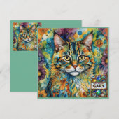 GARY ~ Carte d'anniversaire ~ Cat Multicolors ~ (Devant / Derrière)