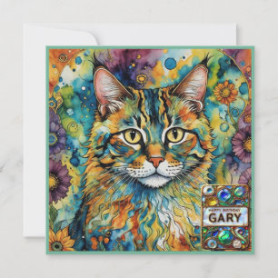 GARY ~ Carte d'anniversaire ~ Cat Multicolors ~