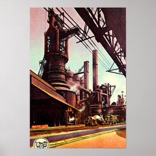 Gary, Indiana Blast Furnace 1930 Poster