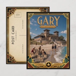 Gary Indiana Vintage Art Deco Gouden Tijdperk Briefkaart