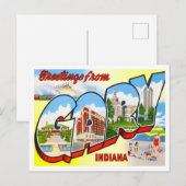 Gary, Indiana Vintage Big Letters Briefkaart (Voorkant / Achterkant)