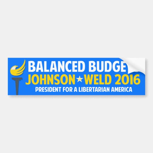 Gary Johnson 2016 Libertarian Bill Weld budget Bumpersticker (Voorkant)