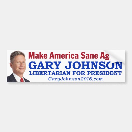 Gary Johnson - "Maak Amerika weer gezond!" Bumpersticker (Voorkant)