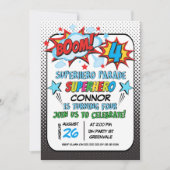 Garys Superhero Parade 4e Invitation anniversaire (Devant)