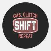 Gas Clutch Shift Repeat Funny Car Enthusiast Manua Ronde Sticker (Voorkant)