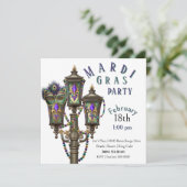 Gas Lamp | Mardi Gras Beads | Masquerade Kaart (Staand voorkant)