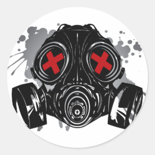 GAS_MASK_BESCHERMING RONDE STICKER