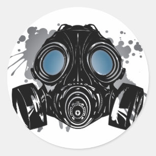GAS_MASK_BESCHERMING RONDE STICKER