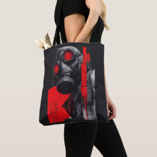 Gas Mask Trash Polka Rood Zwart Boodschappentas Draagtas