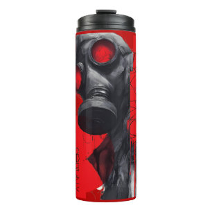 Gas Mask Trash Polka Rood Zwart Thermische Tumbler Thermosbeker