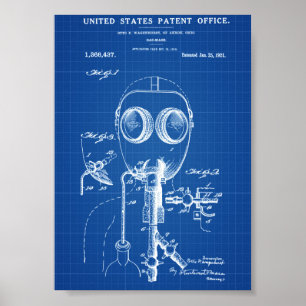 Gasmaskeerpatroon - blauwdruk poster