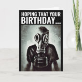 GASMASKER GRAPPIGE VERJAARDAG KAART (Voorkant)