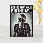 GASMASKER GRAPPIGE VERJAARDAG KAART (Gele Bloem)