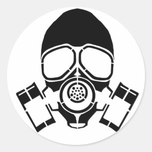Gasmasker Stencil logo Ronde Sticker