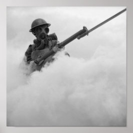 Gasmaskersoldaat met Bayonet Rifle - 1941 Poster