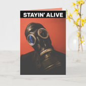 GASMASKSTAYIN'ALIVE BIRTHDAAGKAARTEN KAART (Gele Bloem)