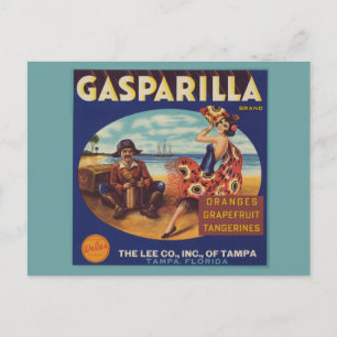  Gasparilla Florida Citrus Label Briefkaart