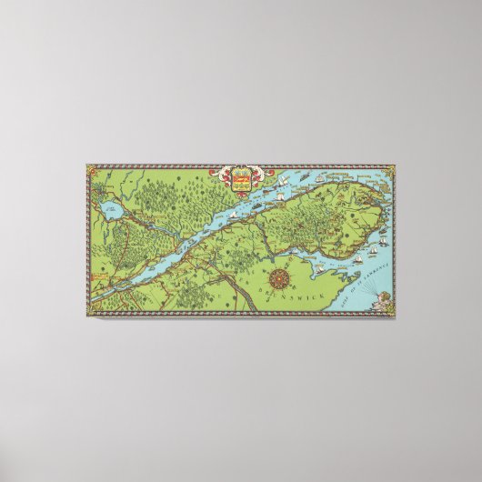 Gaspe Peninsula, Canada Map Canvas Afdruk (Voorkant)