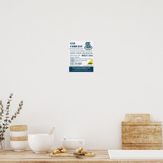 Gaspictogram, gasingenieur en -leverancier Adverte Poster (Keuken)