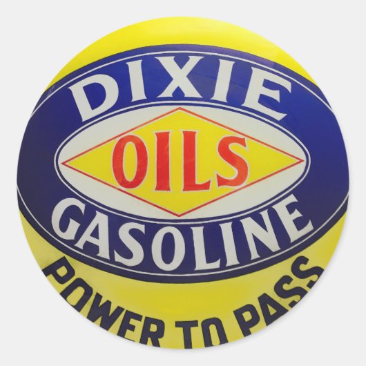  gaspomp Dixie-olie Gasoline warmloopera Ronde Sticker (Voorkant)