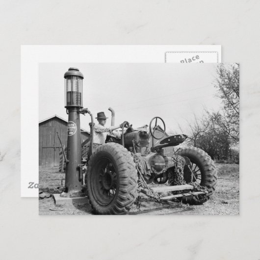 gaspomp op het Boerderij, 1940 Briefkaart (Voorkant / Achterkant)