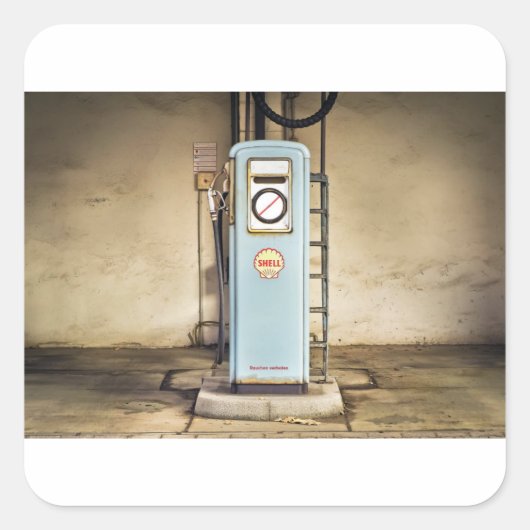gaspomp vierkante sticker (Voorkant)
