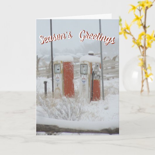  gaspompen in Wenskaarten met sneeuwkerst Kaart (Gele Bloem)